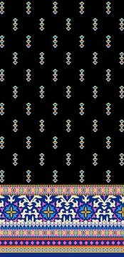 Cross Stitch. Geometric ethnic patterns. Design for Saree, Patola, Sari, Du.. Stock Illustration