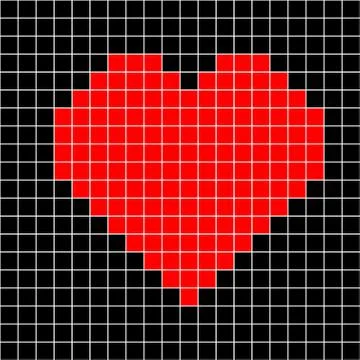 Cross-stitch heart pattern vector,  mosaic red heart pattern イラスト素材