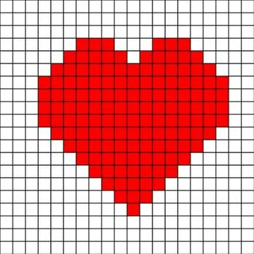 Cross-stitch heart pattern vector,  mosaic red heart pattern Stock Illustration