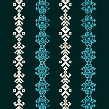 A cross stitch pattern on a black background Stock Illustration