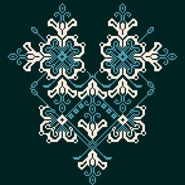 A cross stitch pattern with a blue and white design Stock Illustration