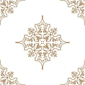 A cross stitch pattern in brown and white Stock Illustration
