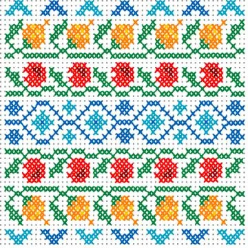 Cross stitch pattern for clothing with elements of folk embroidery Stock Illustration