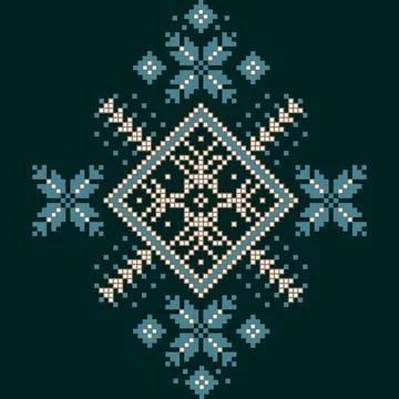 A cross stitch pattern with a diamond in the middle Stock Illustration