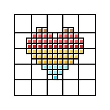 Cross stitch pattern embroidery hobby color icon vector illustration Stock Illustration