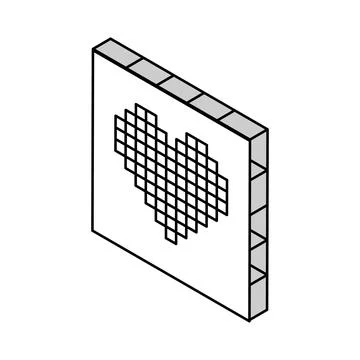 Cross stitch pattern embroidery hobby isometric icon vector illustration Stock Illustration
