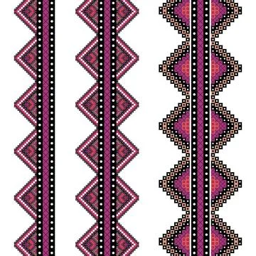A cross stitch pattern in pink and black Stock Illustration
