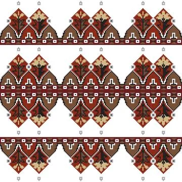 A cross stitch pattern with a red and brown design Stock Illustration
