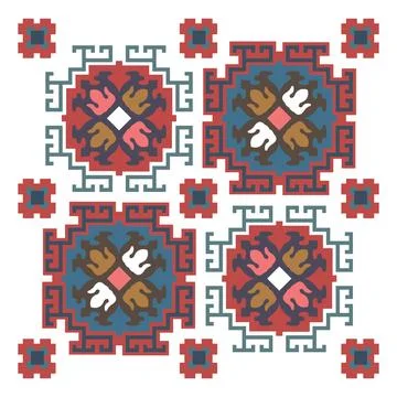 A cross stitch pattern with a red, white, and blue design イラスト素材