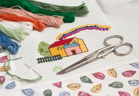 Cross-stitch set Stock Photos