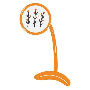 Cross stitch stand in cartoon flat style. hand drawn vector illustration of e Stock Illustration
