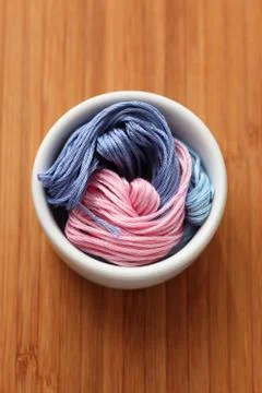 Cross-Stitch threads in a bowl Stock Photos