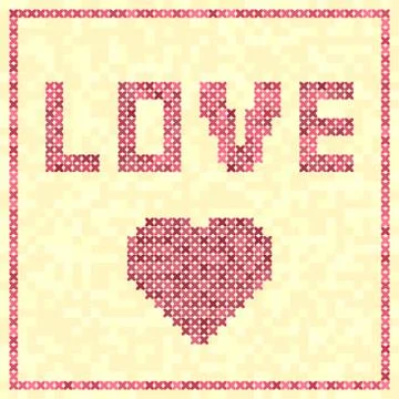 Cross-stitched vector heart Stock Illustration