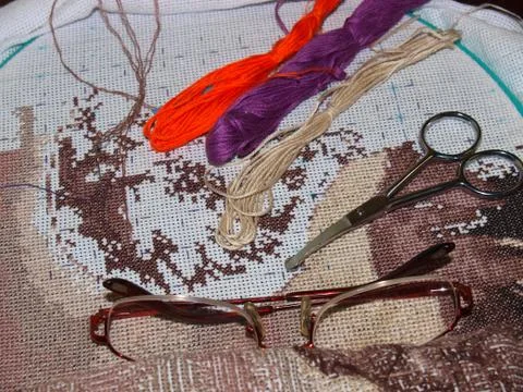 Cross stitching Foto stock