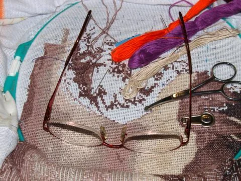 Cross stitching Stock Photos