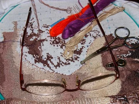 Cross stitching Stock Photos