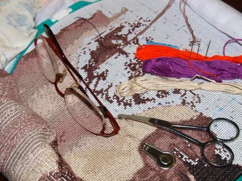 Cross stitching Stock Photos