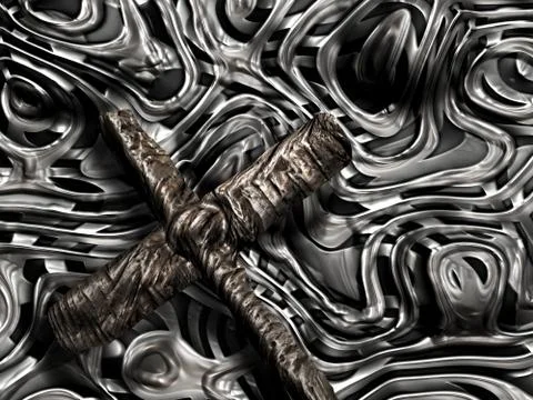 Cross on the strange wall Stock Illustration