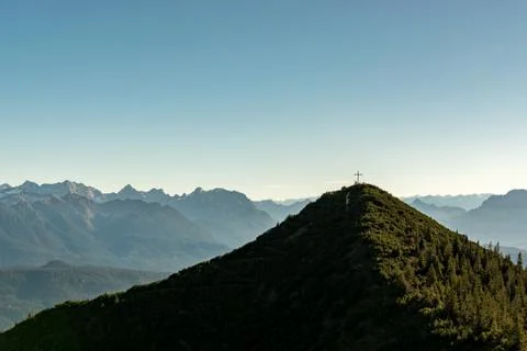Cross summit and the alps Stock Photos