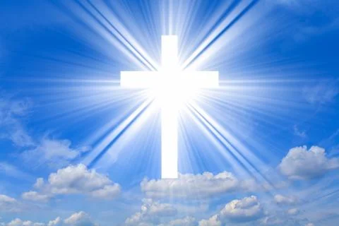 Cross with sun rays Stock Photos