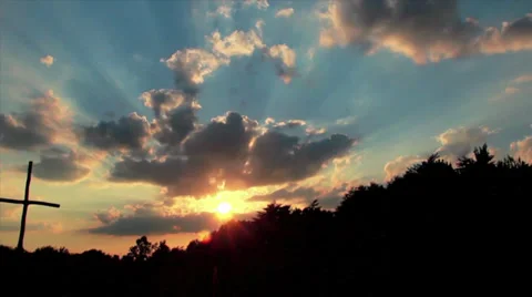 Cross in the Sunset Stock Footage 35134768