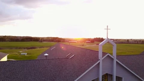 Cross at Sunset: Left Track Stock Footage 89611645