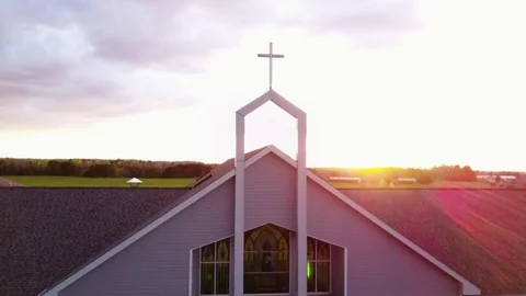 Cross at Sunset: Left Upward Track Stock Footage 80933359