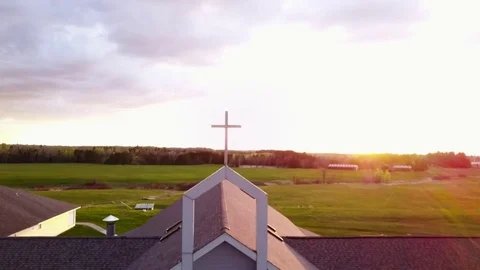 Cross at Sunset: Right Track Stock Footage 80933431