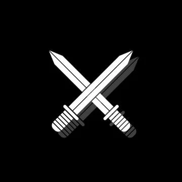 Cross swords icon flat Stock Illustration