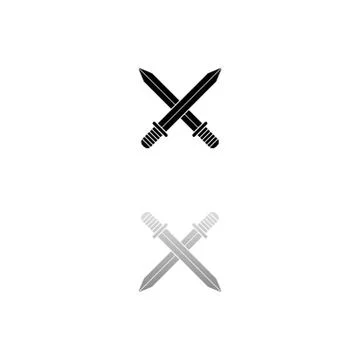 Cross swords icon flat Stock Illustration