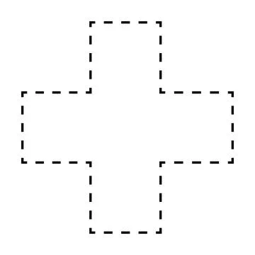 Cross symbol dashed shape vector icon for creative graphic design ui element  Stock Illustration