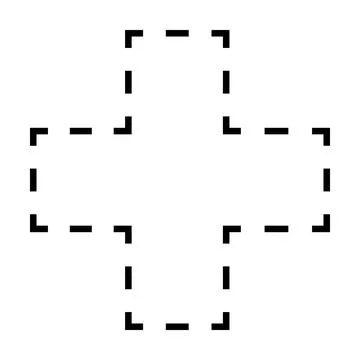 Cross symbol dashed shape vector icon for creative graphic design ui element  Stock Illustration