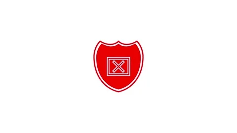 Cross symbol icon with shield animation, wrong symbol animated isolated on .. Vídeo Stock 336549577