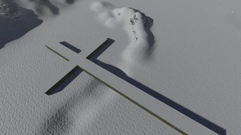 Cross symbol in snow Stock Illustration
