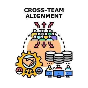 Cross team alignment coordinating business strategy and collaboration Stock Illustration