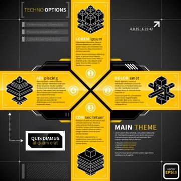 Cross in techno styles made of 4 banners. Stock Illustration