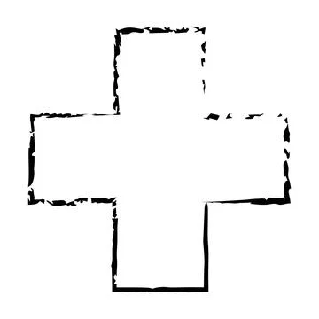 Cross texture symbol element, plus sign outline border grunge shape icon, d.. Stockillustratie