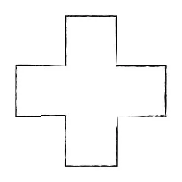 Cross texture symbol element, plus sign outline border grunge shape icon, d.. Stockillustratie