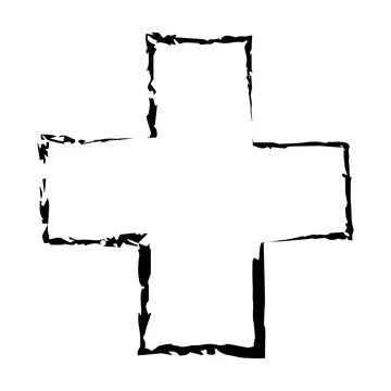 Cross texture symbol element, plus sign outline border grunge shape icon, d.. Stockillustratie