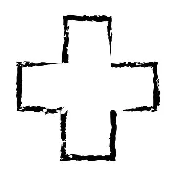 Cross texture symbol element, plus sign outline border grunge shape icon, d.. Stockillustratie
