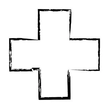 Cross texture symbol element, plus sign outline border grunge shape icon, d.. Stockillustratie