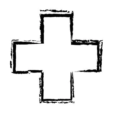Cross texture symbol element, plus sign outline border grunge shape icon, d.. Stockillustratie