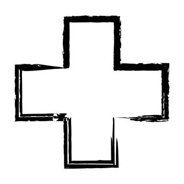 Cross texture symbol element, plus sign outline border grunge shape icon, d.. Stockillustratie