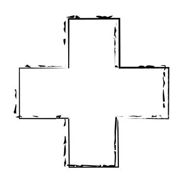 Cross texture symbol element, plus sign outline border grunge shape icon, d.. Stockillustratie