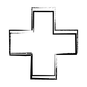 Cross texture symbol element, plus sign outline border grunge shape icon, d.. Stockillustratie