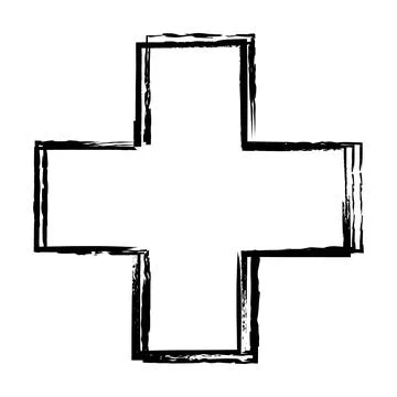 Cross texture symbol element, plus sign outline border grunge shape icon, d.. Stockillustratie