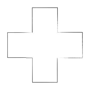 Cross texture symbol element, plus sign outline border grunge shape icon, d.. Stockillustratie