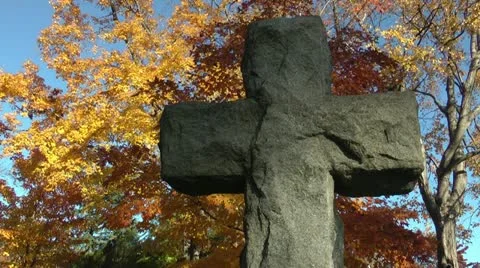 Cross tombstone in cemetery Stock Footage 11024381