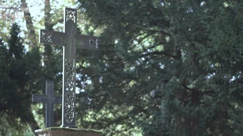 Cross on tombstone Video stock 100070464