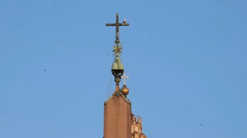 Cross on top of St. Peter Square Obelisk Stock Footage 341436474